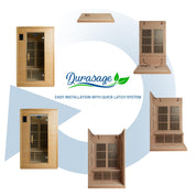 Durasage Health 2-Person Carbon Infrared Sauna - Canadian Hemlock Wooden Sauna - 1700 Watts - Bluetooth, FM Radio & USB Input