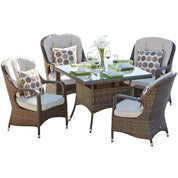 Direct Wicker Malachi 5-Piece Brown Wicker Patio Dining Set with Tan Sunbrella Cushions