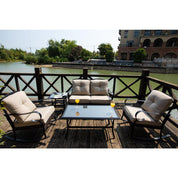 Direct Wicker Alicia 5-Piece Metal Patio Conversation Set with Beige Cushions