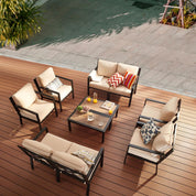 Direct Wicker Alicia 5-Piece Metal Patio Conversation Set with Beige Cushions