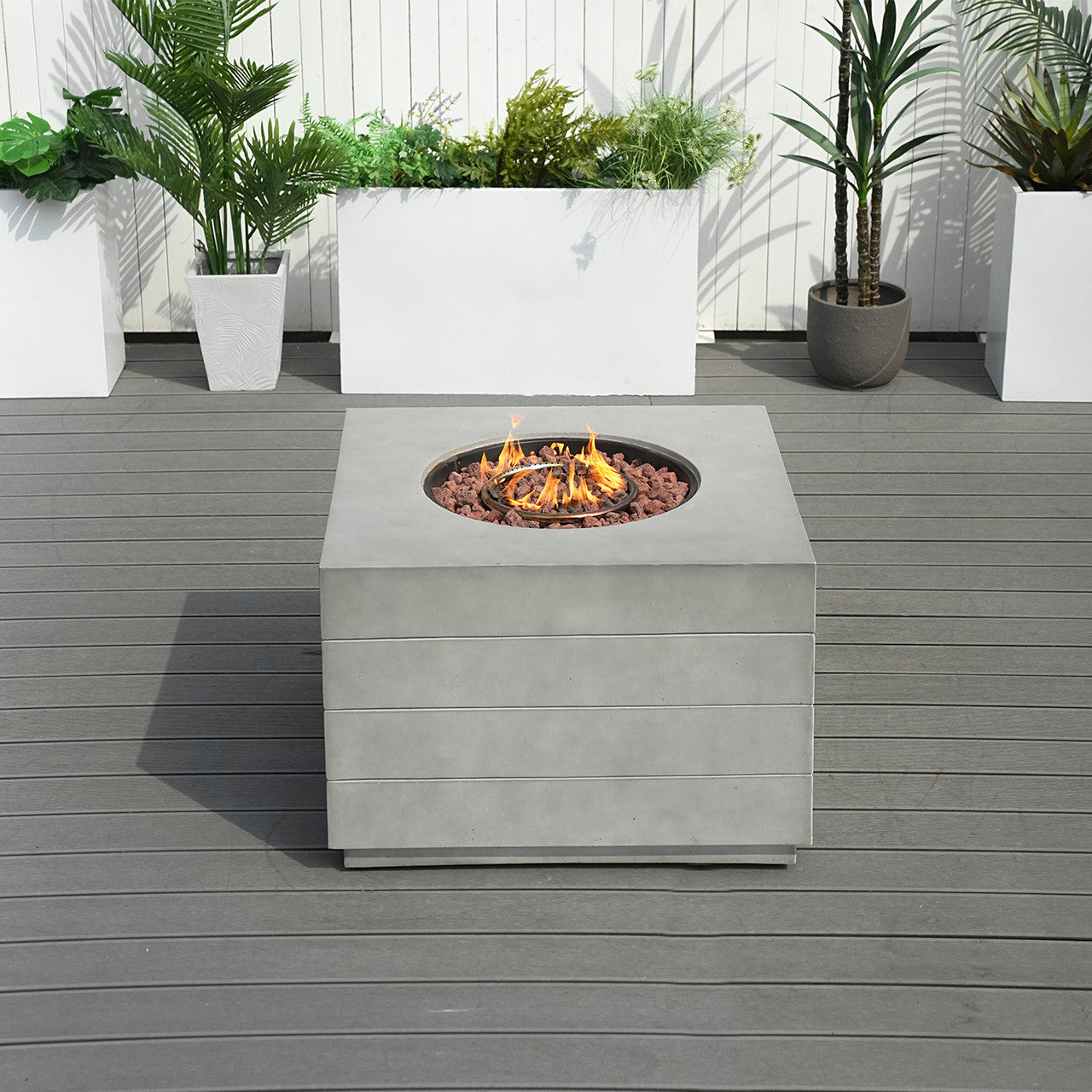 Direct Wicker Outdoor Fire Pit Table, Terrafab Composite Material Gas Fire Pit Table, Diameter 87.6*87.6, Height 60.5cm | Model PAG-2140