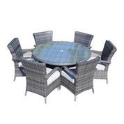 Direct Wicker's 6 Seats Round Dining Set - Table with Chairs