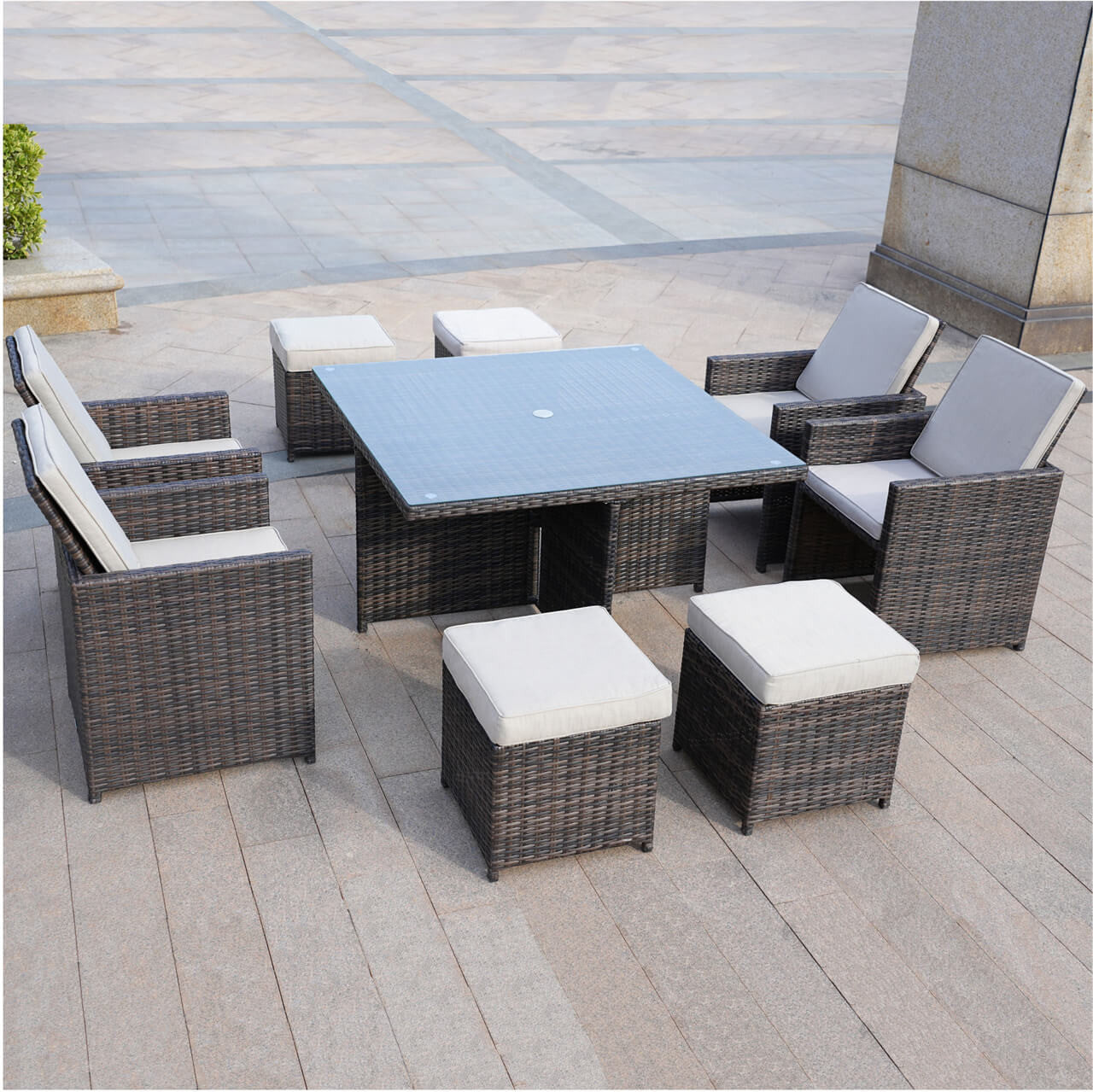 Direct Wicker 4 Seats Square Outdoor Patio Dining Set PAD-3233B