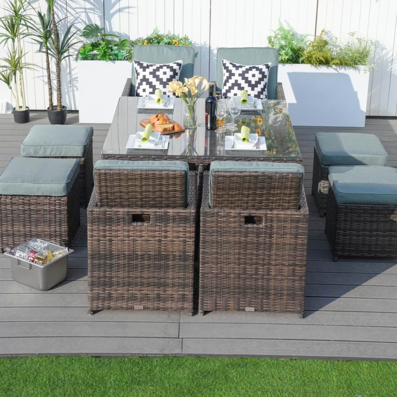 Direct Wicker 4 Seats Square Outdoor Patio Dining Set PAD-3233B