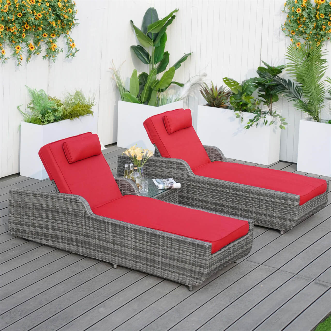 Direct Wicker Outdoor Wicker Chaise Lounge with Armrest PAL-1127B