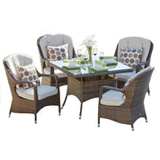 Direct Wicker Malachi 5-Piece Brown Wicker Patio Dining Set with Tan Sunbrella Cushions