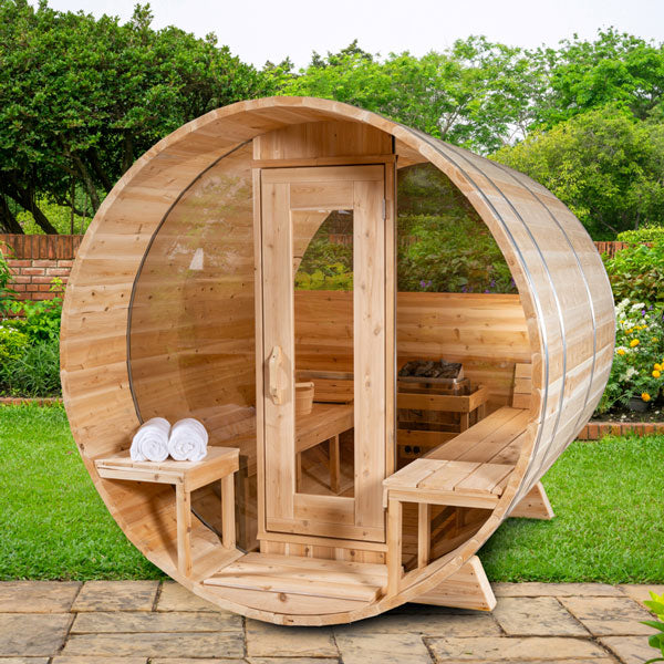 Dundalk Leisurecraft Serenity MP Barrel Cedar Traditional Steam Sauna, Outdoor/Indoor (CTC2245MPE)