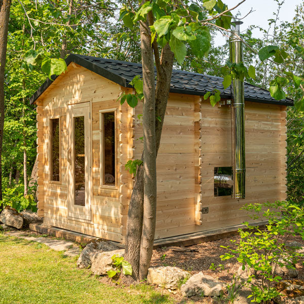 Dundalk Leisurecraft CT Georgian Cabin Cedar Traditional Steam Sauna with Changeroom, Outdoor/Indoor (CTC88CE)