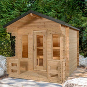 Dundalk Leisurecraft CT Georgian Cabin Cedar Traditional Steam Sauna with Porch, Outdoor/Indoor (CTC88PE)