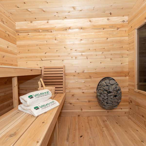 Dundalk Leisurecraft CT Georgian Cabin Cedar Traditional Steam Sauna with Porch, Outdoor/Indoor (CTC88PE)