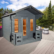 Dundalk Leisurecraft CT Georgian Cabin Cedar Traditional Steam Sauna with Porch, Outdoor/Indoor (CTC88PE)