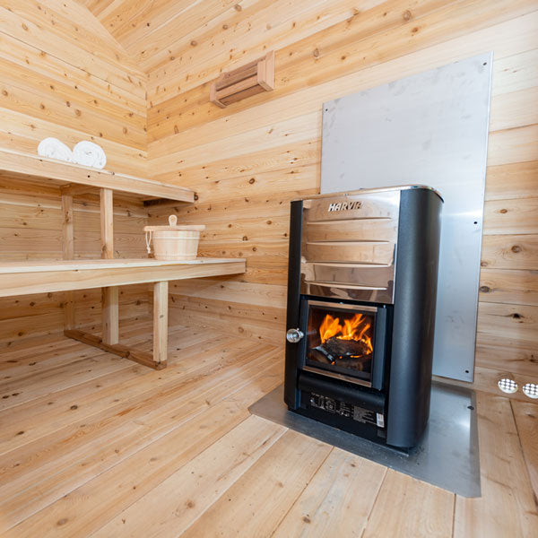 Dundalk Leisurecraft CT Georgian Cabin Cedar Traditional Steam Sauna with Porch, Outdoor/Indoor (CTC88PW)