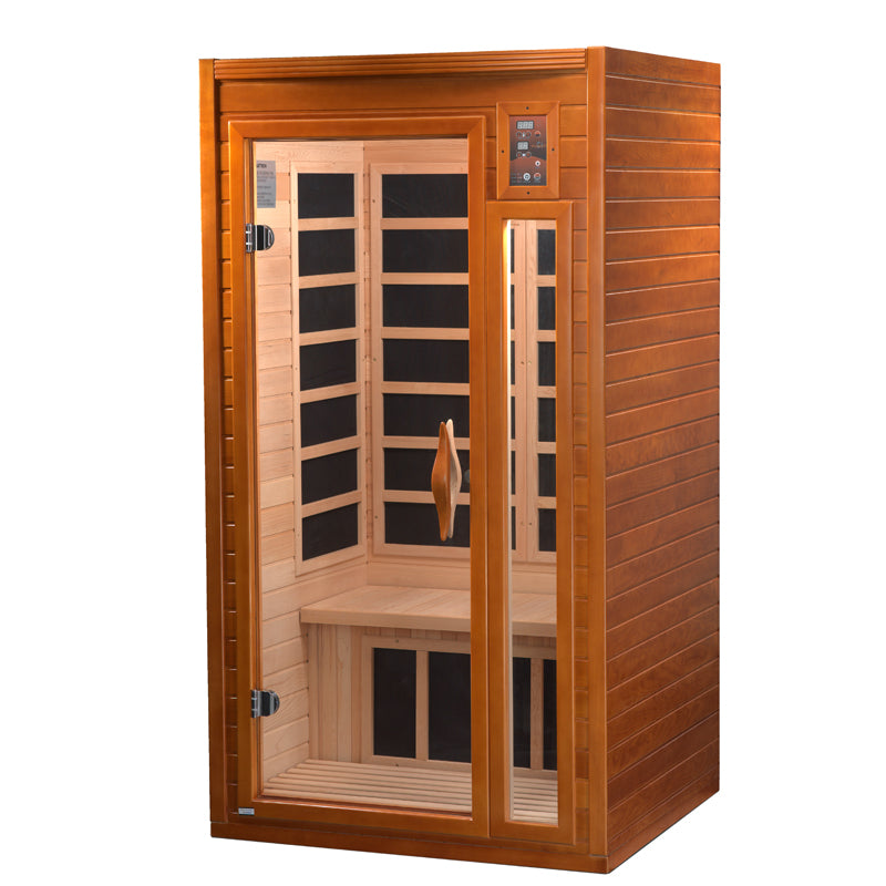 Dynamic Saunas Barcelona 1-2 Person Low EMF Infrared Indoor Sauna, Natural Hemlock (DYN-6106-01)