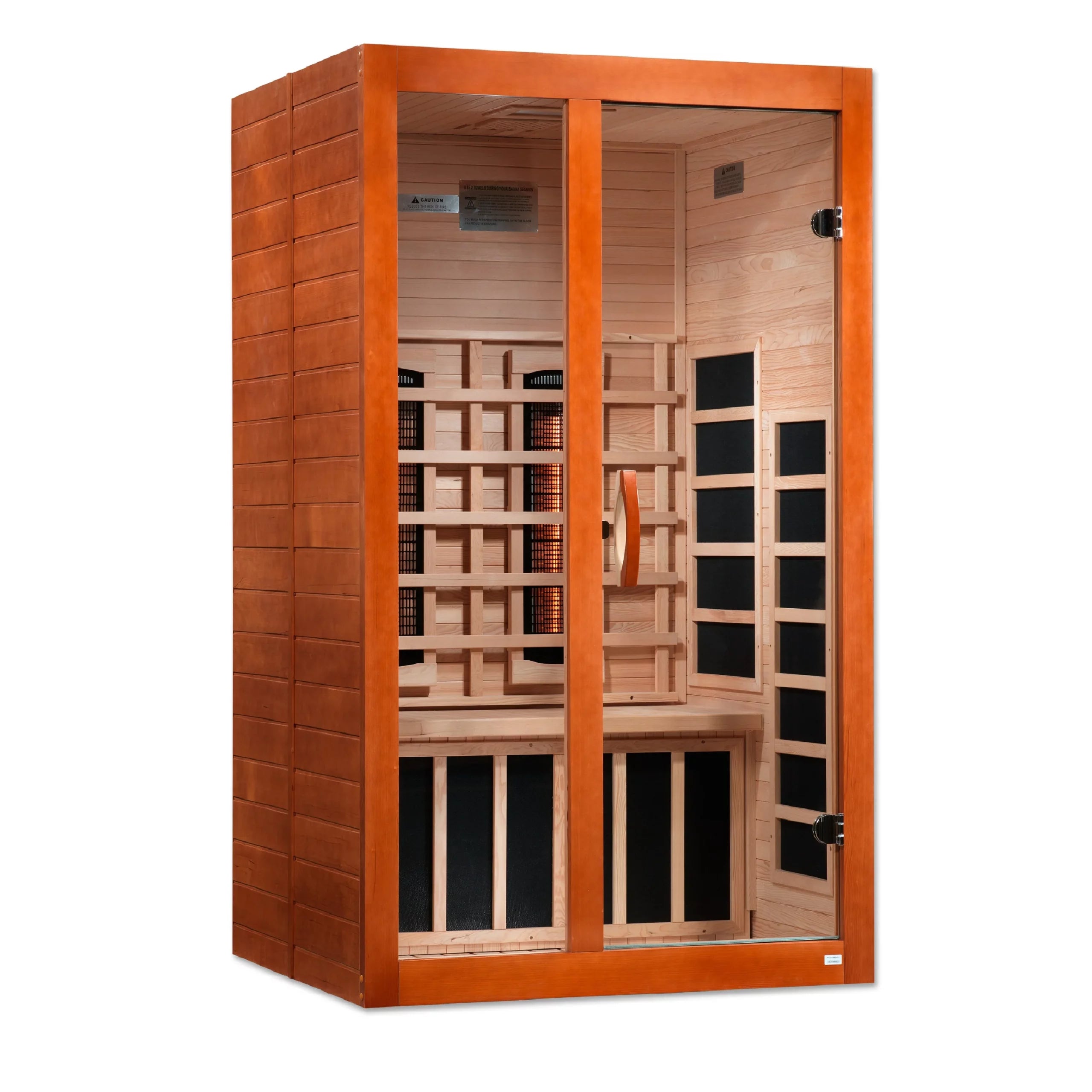 Golden Designs Dynamic Saunas Santiago 2 Person Full Spectrum Ultra Low EMF Infrared Indoor Sauna – Natural Hemlock (2023) (DYN-6209-03 FS)