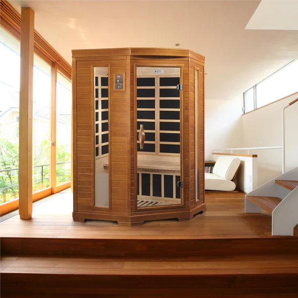 Dynamic Saunas Heming Ultra Low EMF 2 Person Indoor Sauna, Natural Hemlock (DYN-6225-02 Elite)