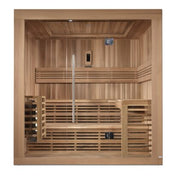 Golden Designs “Gargellen” 5 Person Hybrid Outdoor/Indoor Steam Sauna – Canadian Hemlock (GDI-7689-01)