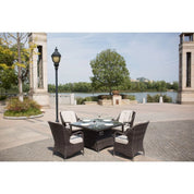 Direct Wicker 4 Seat Square Gas Fire Pit Dining Table With Eton Chair