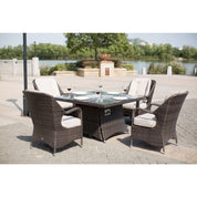 Direct Wicker 4 Seat Square Gas Fire Pit Dining Table With Eton Chair