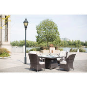 Direct Wicker 4 Seat Square Gas Fire Pit Dining Table With Eton Chair