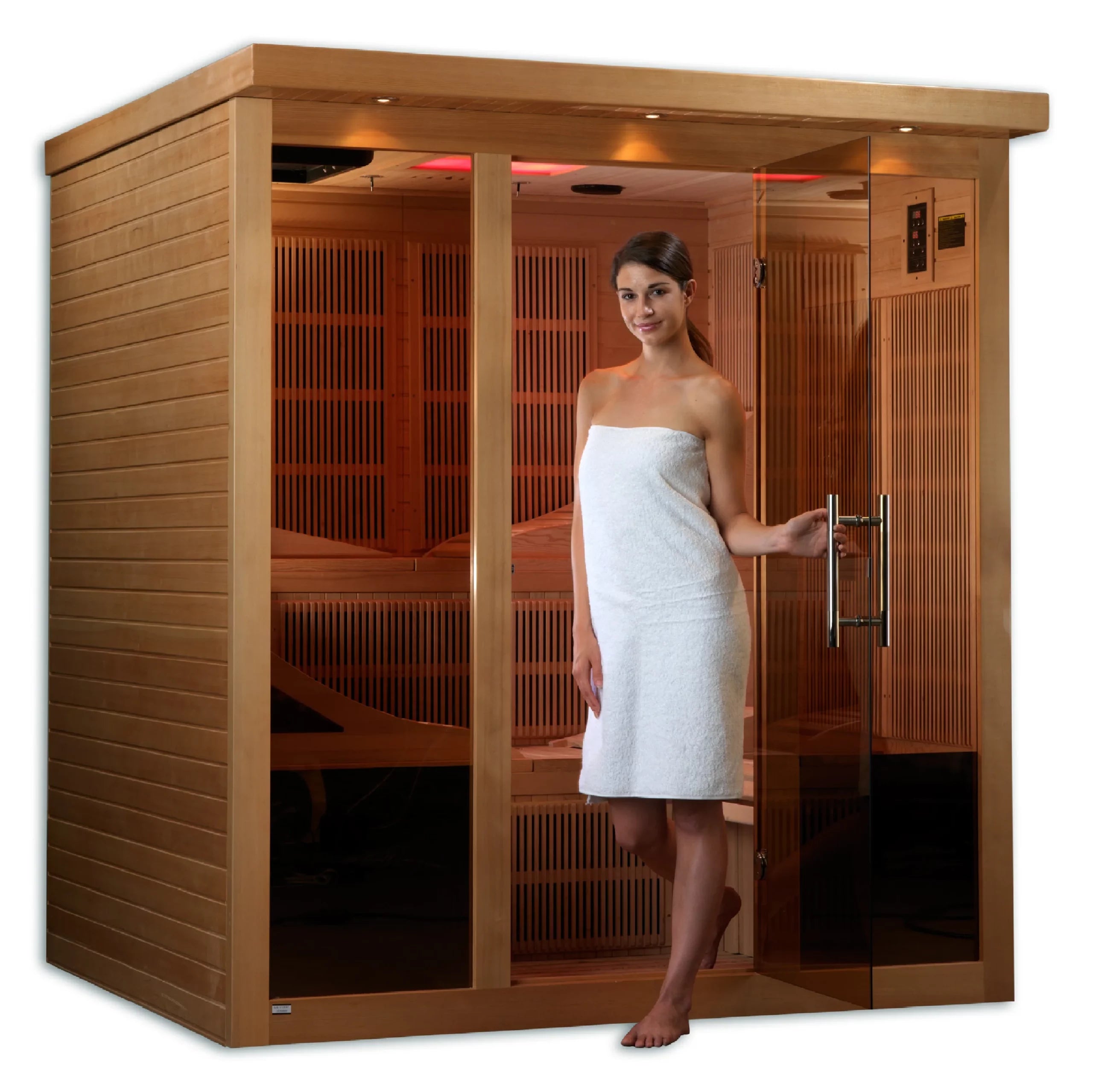 Dynamic Saunas Near Zero EMF Far IR Indoor Sauna 6 Person, Natural Hemlock (GDI-6996-01)