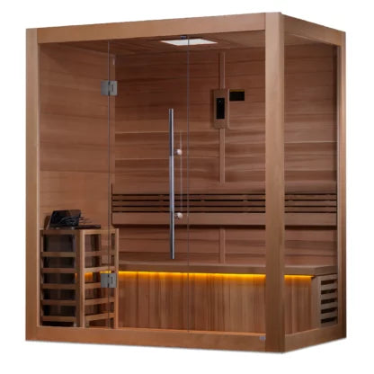 Golden Designs "Forssa Edition" 3-4 Person Traditional Indoor Sauna - Canadian Red Cedar Interior (GDI-7203-01)