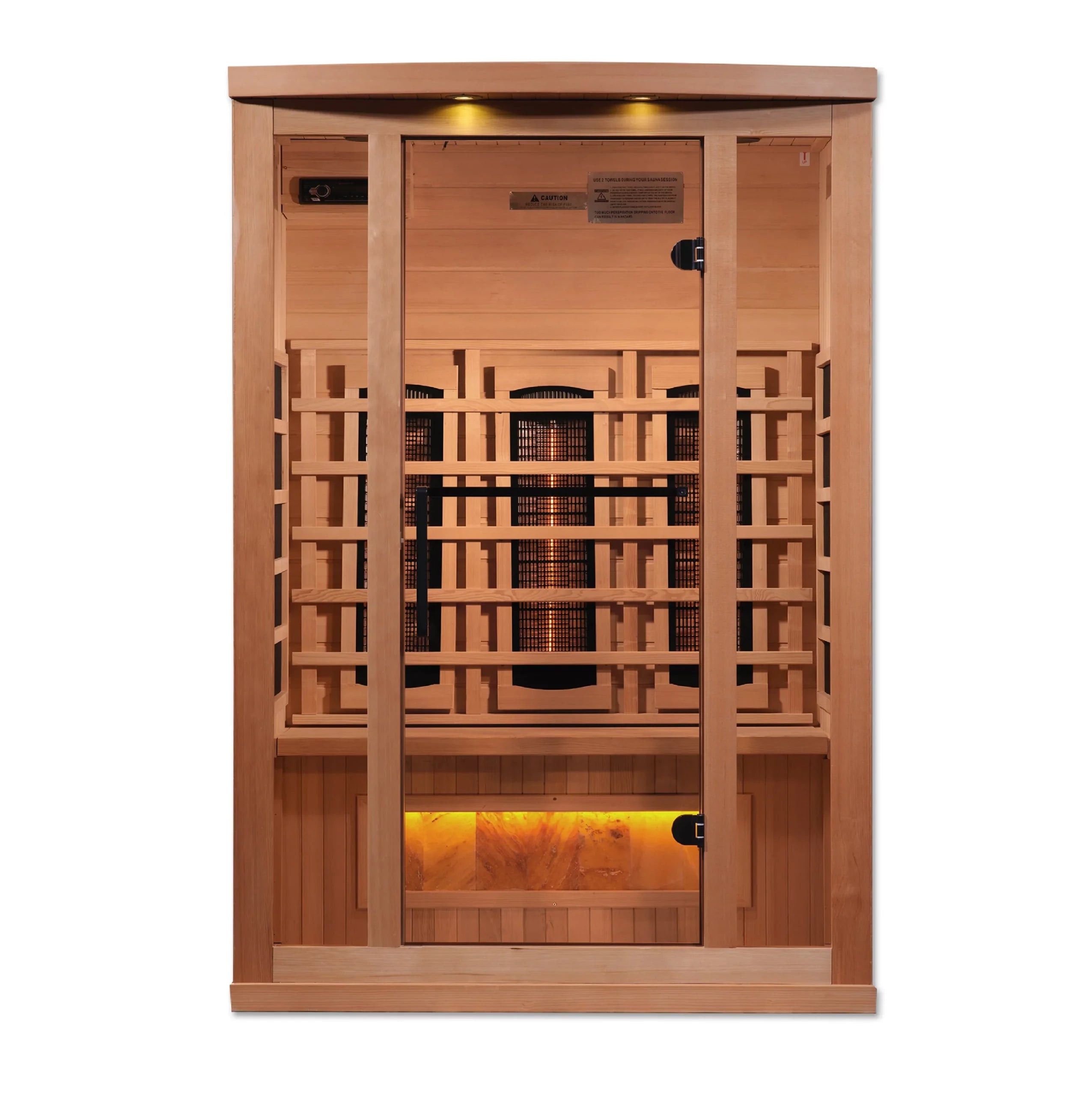 Golden Designs 2 Person Full-Spectrum Near Zero EMF FAR Infrared Indoor Sauna with Himalayan Salt Bar, Canadian Hemlock (GDI-8020-02)