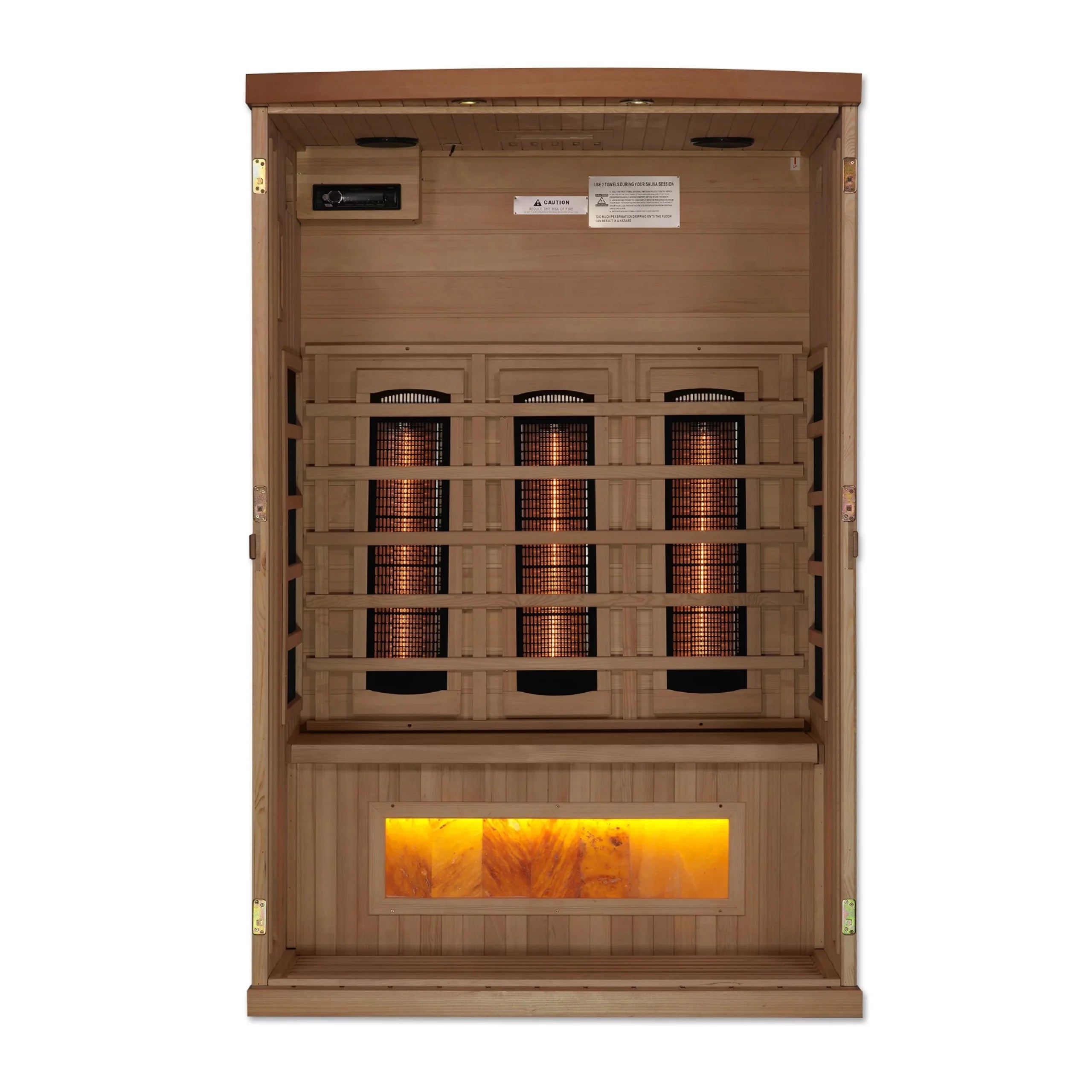 Golden Designs 2 Person Full-Spectrum Near Zero EMF FAR Infrared Indoor Sauna with Himalayan Salt Bar, Canadian Hemlock (GDI-8020-02)