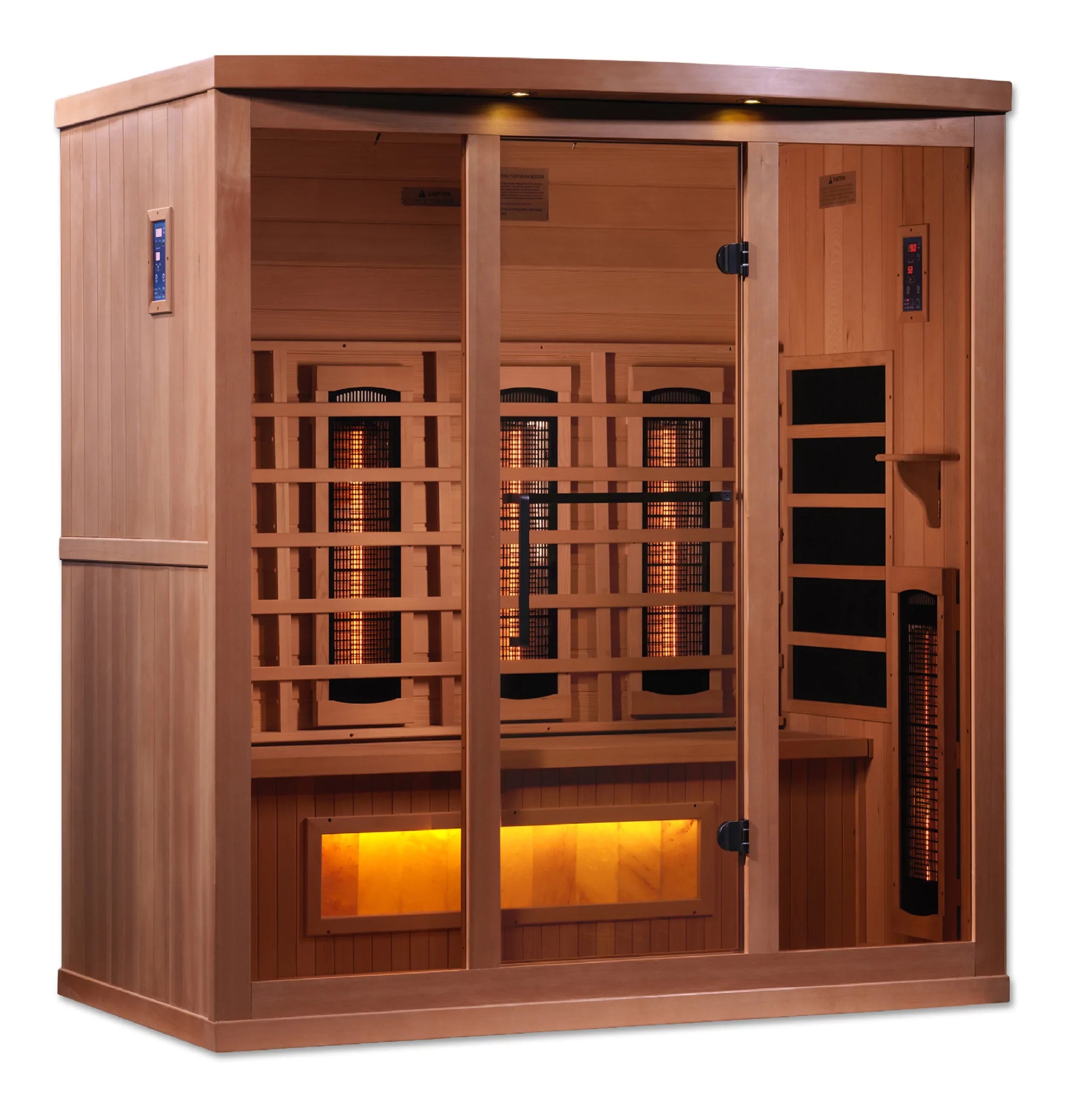 Golden Designs 4 Person Full-Spectrum Near Zero EMF FAR Infrared Indoor Sauna with Himalayan Salt Bar, Canadian Hemlock (GDI-8040-02)