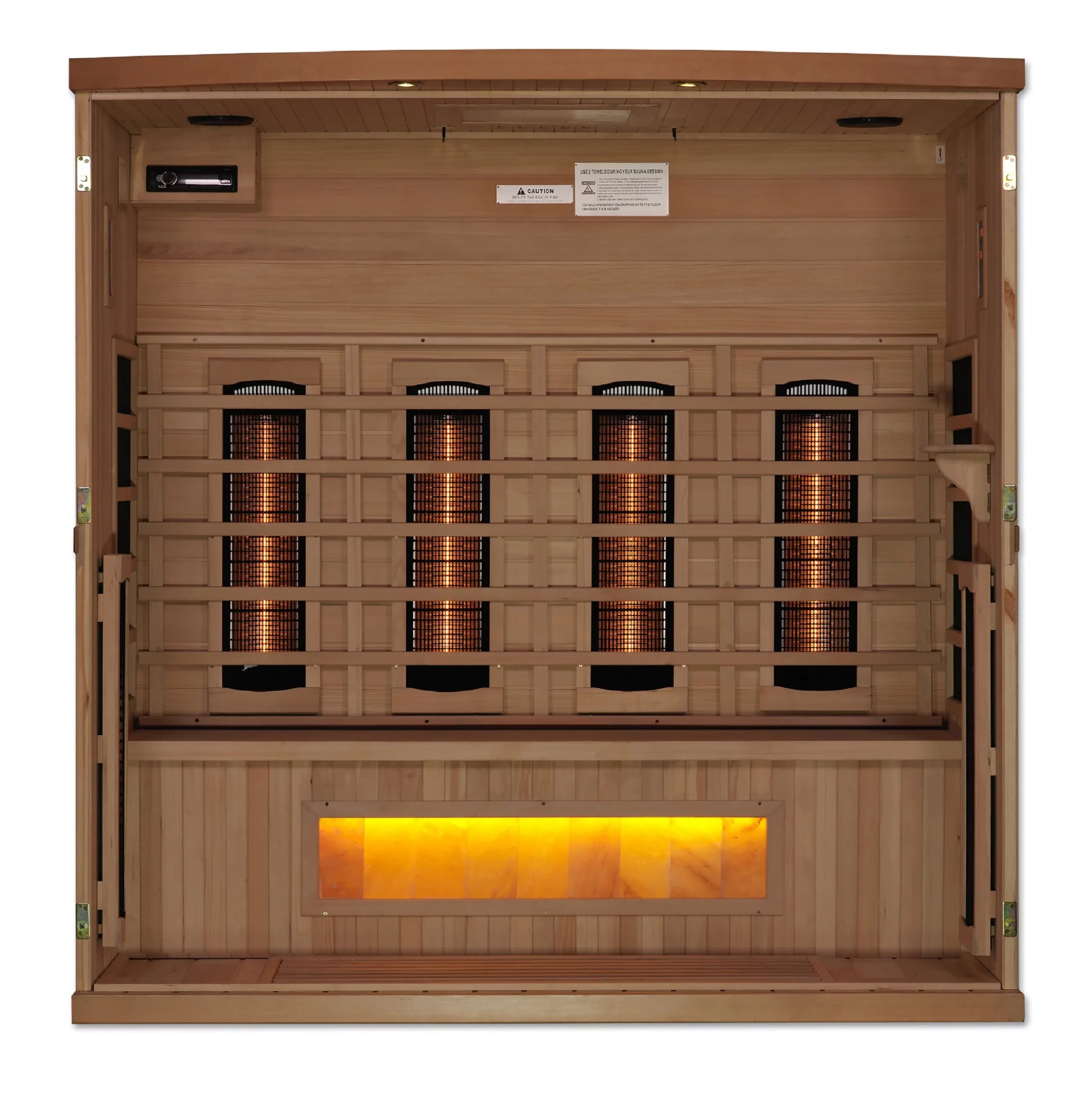 Golden Designs 4 Person Full-Spectrum Near Zero EMF FAR Infrared Indoor Sauna with Himalayan Salt Bar, Canadian Hemlock (GDI-8040-02)