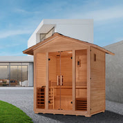 Golden Designs “Vorarlberg” 5 Person Traditional Outdoor/Indoor Steam Sauna – Canadian Hemlock (GDI-8105-01)