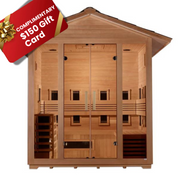 Golden Designs “Gargellen” 5 Person Hybrid Outdoor/Indoor Steam Sauna – Canadian Hemlock (GDI-8125-01)