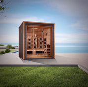 Golden Designs Visby 3 Person Outdoor-Indoor PureTech™ Hybrid Full-Spectrum Steam Sauna  - Canadian Red Cedar Interior (GDI-8223-01)