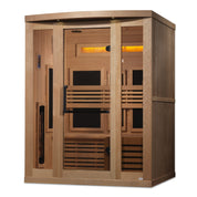 Golden Designs 3-Person Full Spectrum PureTech Near Zero EMF FAR Infrared Indoor Sauna with Himalayan Salt Bar, Canadian Hemlock (GDI-8230-01)