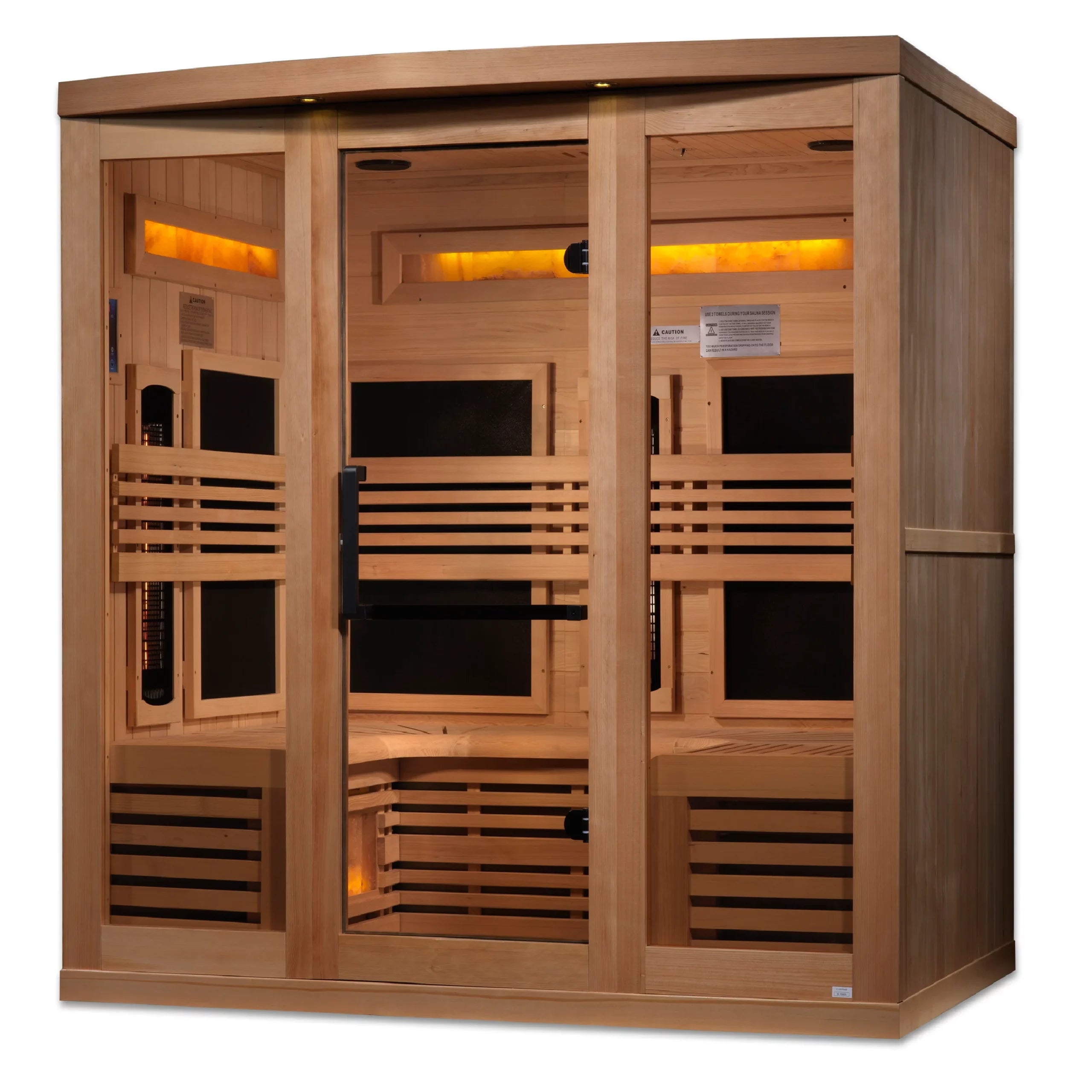 Golden Designs 6-Person Full-Spectrum PureTech Near Zero EMF FAR Infrared Indoor Sauna with Himalayan Salt Bar, Canadian Hemlock (GDI-8260-01)