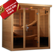 Dynamic Saunas Near Zero EMF Far IR Indoor Sauna 6 Person, Natural Hemlock (GDI-6996-01)