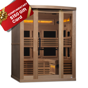 Golden Designs 3-Person Full Spectrum PureTech Near Zero EMF FAR Infrared Indoor Sauna with Himalayan Salt Bar, Canadian Hemlock (GDI-8230-01)