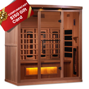 Golden Designs 4 Person Full-Spectrum Near Zero EMF FAR Infrared Indoor Sauna with Himalayan Salt Bar, Canadian Hemlock (GDI-8040-02)