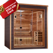 Golden Designs Drammen 3 Person Outdoor-Indoor Traditional Sauna - Canadian Red Cedar Interior (GDI-8203-01)