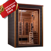 Golden Designs Nora 2 Person Outdoor-Indoor PureTech™ Hybrid Full-Spectrum Steam Sauna - Canadian Red Cedar Interior (GDI-8222-01)