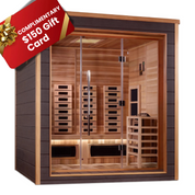 Golden Designs Visby 3 Person Outdoor-Indoor PureTech™ Hybrid Full-Spectrum Steam Sauna  - Canadian Red Cedar Interior (GDI-8223-01)