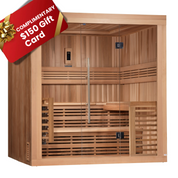 Golden Designs “Gargellen” 5 Person Hybrid Outdoor/Indoor Steam Sauna – Canadian Hemlock (GDI-7689-01)