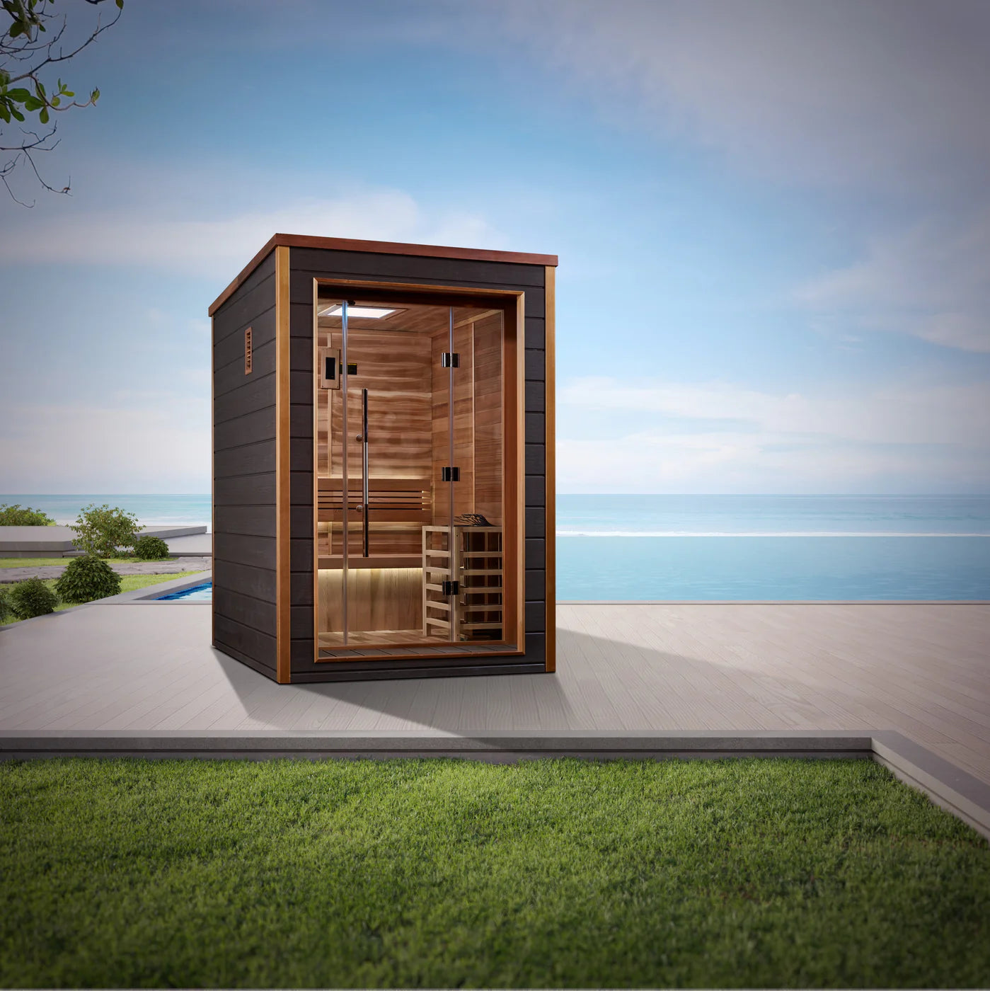 Golden Designs Narvik 2 Person Outdoor/Indoor Traditional Sauna - Canadian Red Cedar Interior (GDI-8202-01)