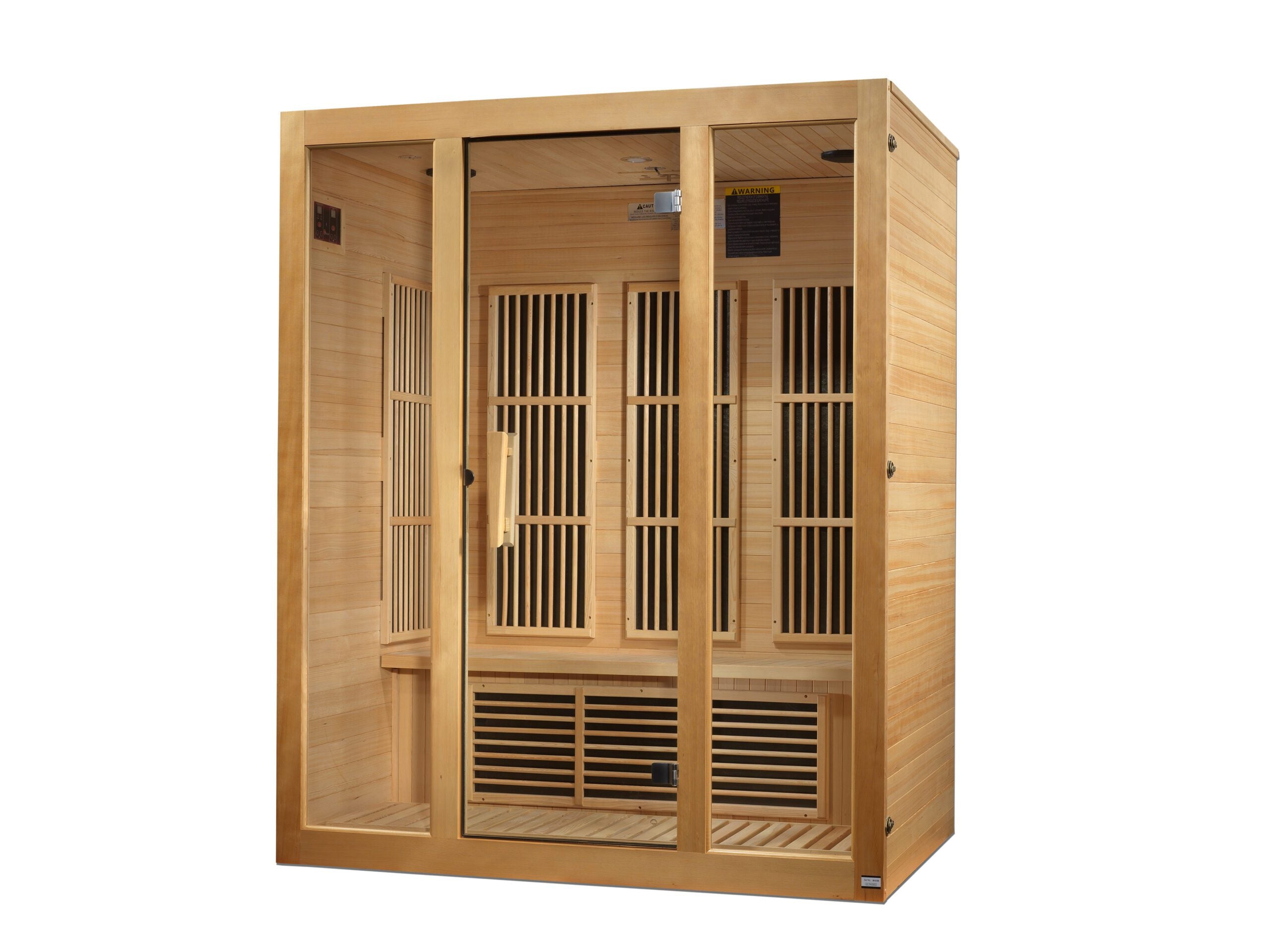 Maxxus Bellevue 3-Person Low EMF FAR Infrared Indoor Sauna, Natural Hemlock (MX-J306-01)