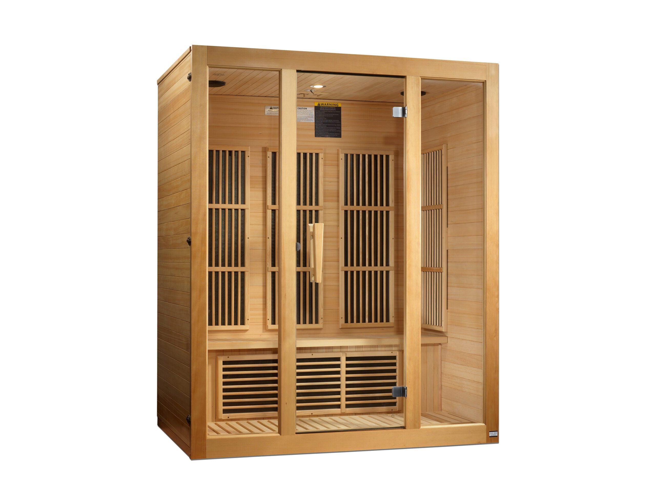 Maxxus Bellevue 3-Person Low EMF FAR Infrared Indoor Sauna, Natural Hemlock (MX-J306-01)