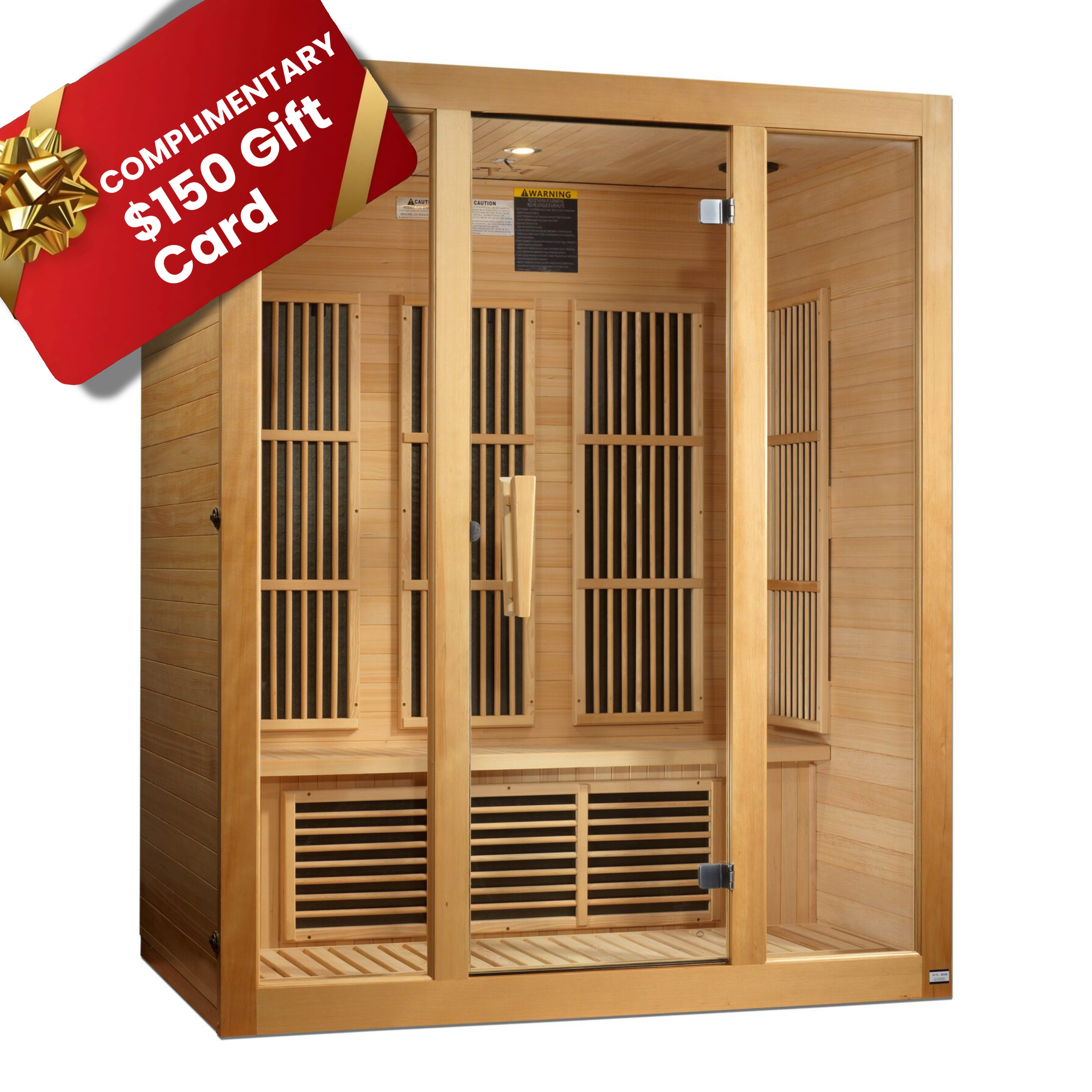 Maxxus Bellevue 3-Person Low EMF FAR Infrared Indoor Sauna, Natural Hemlock (MX-J306-01)