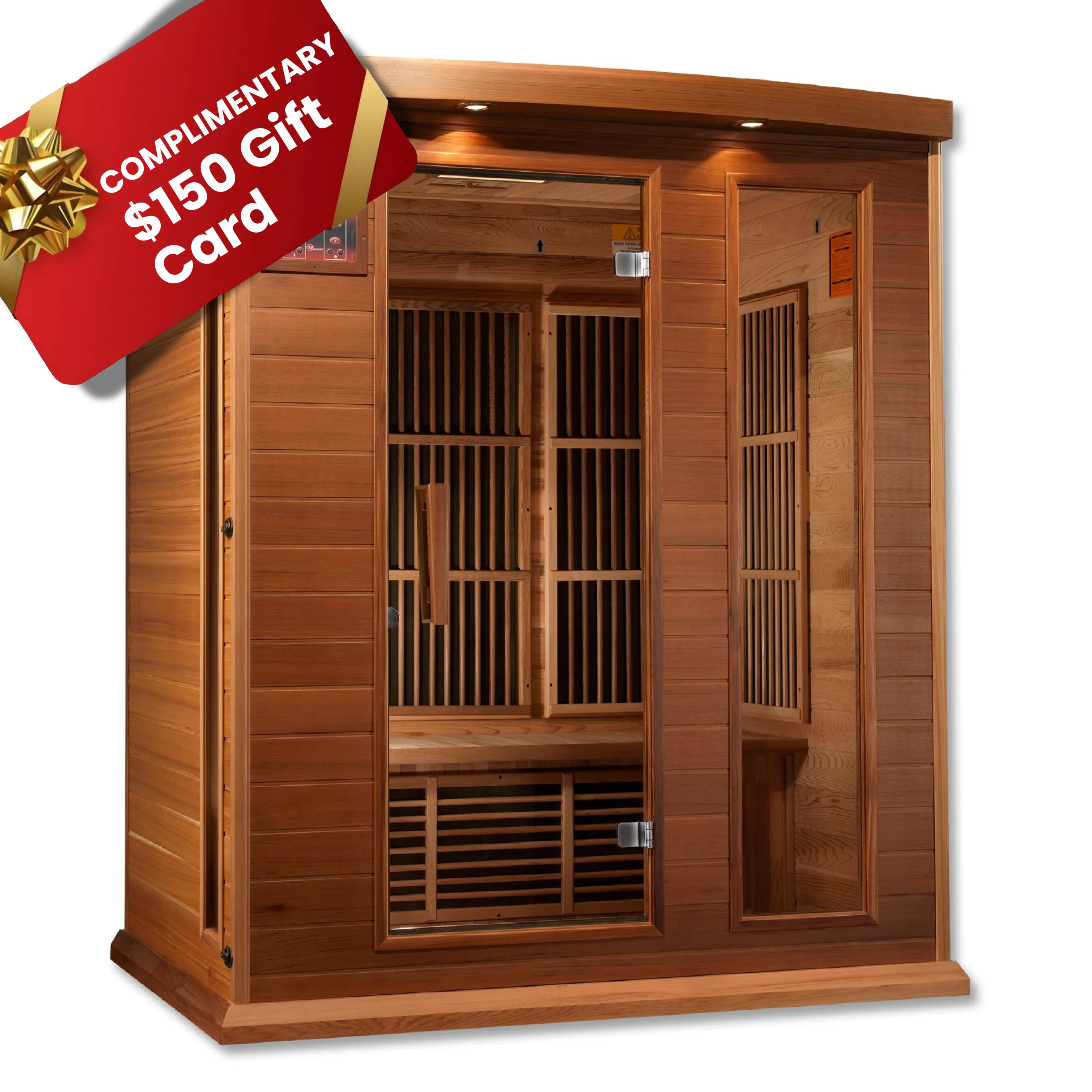 Maxxus 3-Person Red Cedar Near Zero EMF FAR Infrared Indoor Sauna, Canadian Red Cedar (MX-K306-01-ZF CED)