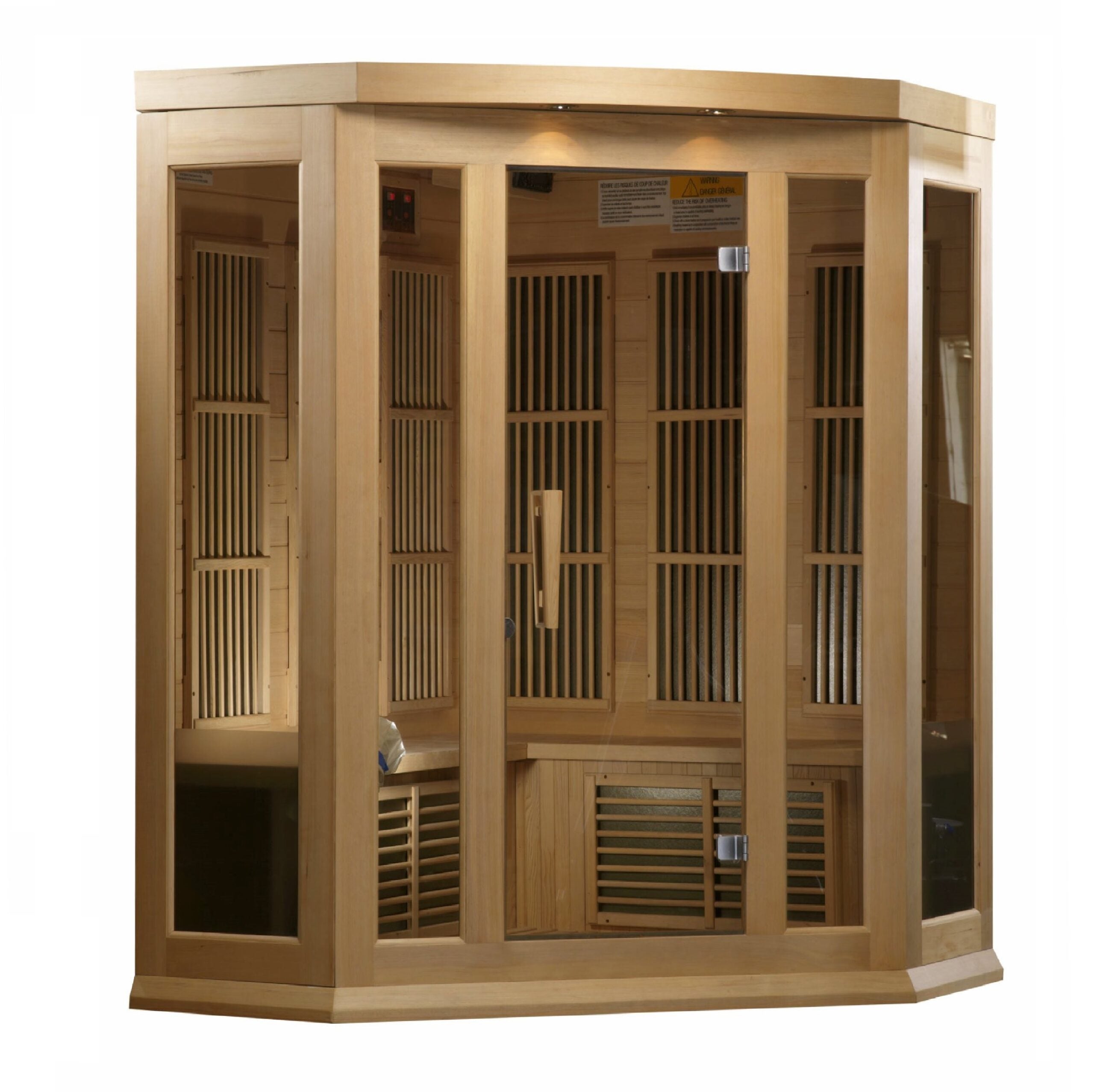 Maxxus 3 Person Corner FAR Infrared Dry Indoor Sauna, Natural Hemlock (MX-K356-01)