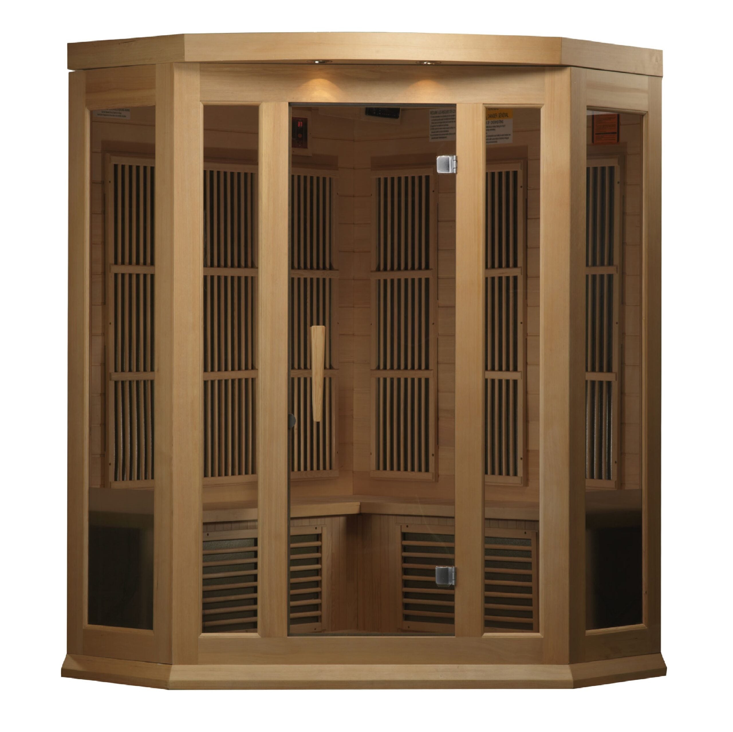 Maxxus 3 Person Corner FAR Infrared Dry Indoor Sauna, Natural Hemlock (MX-K356-01)