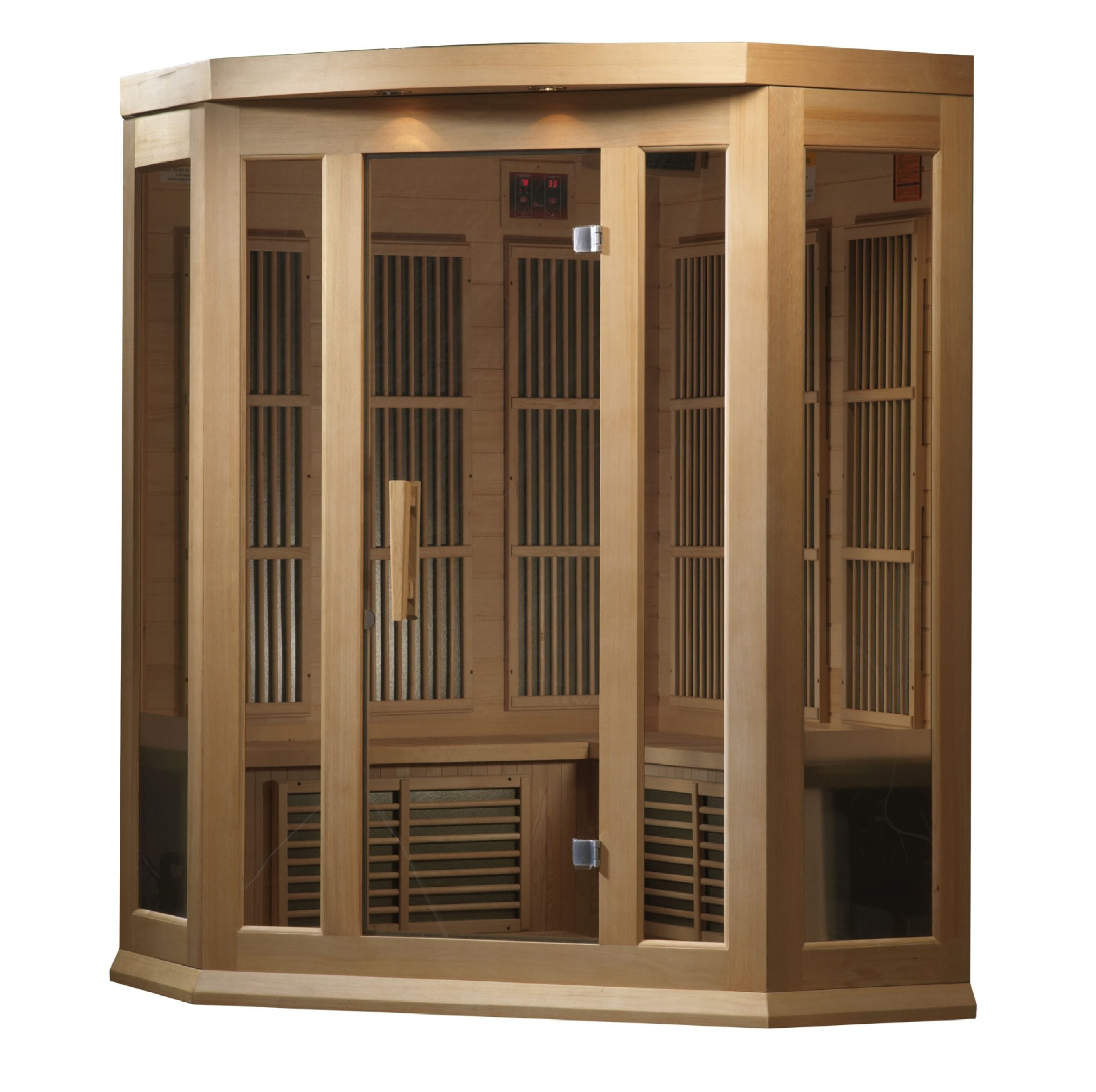 Maxxus 3 Person Corner FAR Infrared Dry Indoor Sauna, Natural Hemlock (MX-K356-01)