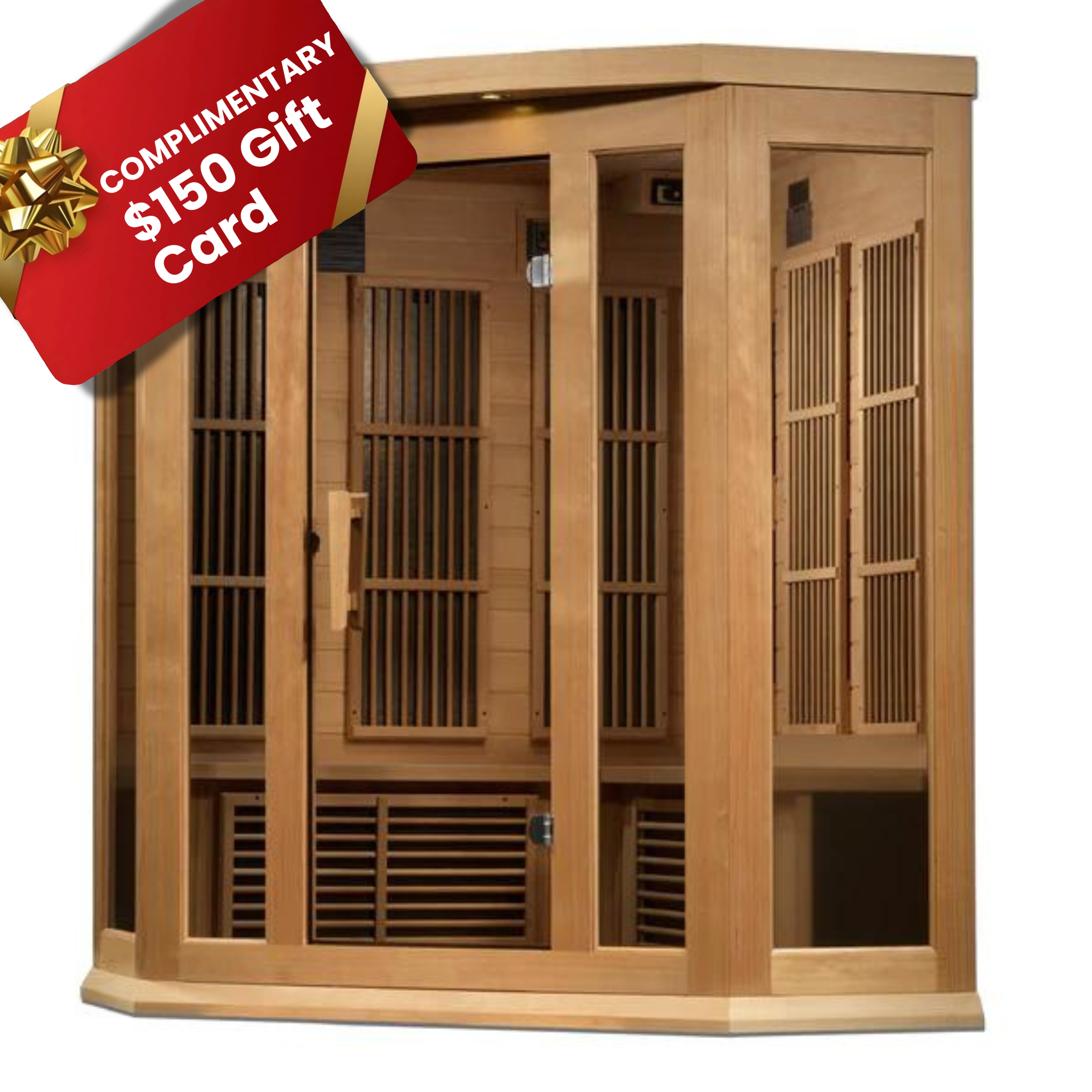 Maxxus 3 Person Corner Near Zero EMF FAR Infrared Dry Indoor Sauna in Canadian Hemlock (MX-K356-01-ZF)